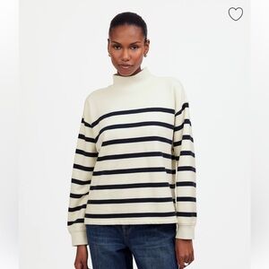 Madewell Midweight Mockneck Sweatshirt in Stripe New without Tags